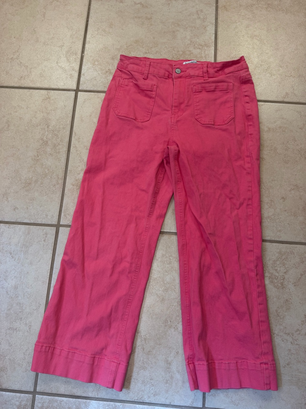 Luvamia Pink Wide Leg Cropped Jeans High Rise Size L